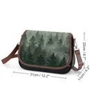 Aesthetic Foggy Mountain View Painting Trees Vintage Crossbody Bag for Women Medium Leather Hobo Bags Shoulder Bag Classic City Leather Satchels
