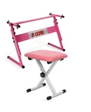 Keyboard Stand Adjustable z Style Piano Riser + Keyboard Piano Bench - BABY PINK