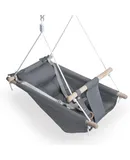 Baby Swing for Baby and Toddler, Canvas Baby Hammock Swing Indoor and Outdoor with Safety Belt and Mounting Hardware, Wooden Hanging Swing Seat Chair for Baby up to 3 Years Grey
