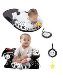 2-in-1 Tummy Time Mat & Seated Support Pillow,Baby Tummy Time Pillow Support for Newborns and Older Babies,with Detachable Support Pillow and Toys