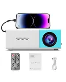 Meer Mini Projector,Portable Movie Projector,Smart Home Projector,Neat Projector for iOS,Android,Windows,PS5,Laptop,TV-Stick,Compatible with HDMI,USB,Audio,TF Card,AV and Remote Control,White/Blue