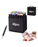 48 Colors Alcohol Markers Set, Dual Tips Blender Art Markers for Drawing Sketching Coloring Artist Pens and Underlining, Professional Permanent Sketch Markers for Kids adult coloring