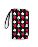 Playing Card Suits Inverted Wallet for Womens PU Leather Zip Around Wallers Clutch Wristlet Travel Long Purse