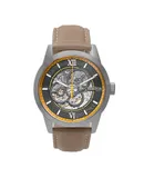 Heritor Automatic Jonas Leather-Band Skeleton Watch - Silver/Bronze