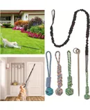Interactive Dog Toys Rope Tug of War Dog Toy for Small Medium Large Dogs,Dog Stakes for Outside,Indoor Tug War Rope Dog Toy,Dog Bungee Tug Toy with 3 Chew Rope