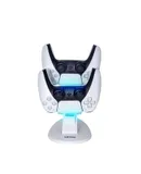 PS5 Gamepad Dual Charger Dock, PS5 Wireless Gamepad Airplane Dual Charger Stand with Blue Light Indicator