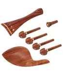 Muslady 4/4 Violin Accessory Parts Set Red Solid Wood with Tailpiece Chin Rest End Pin Tuning Pegs