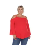 Plus Size Cold Shoulder Ruffle Sleeve Top