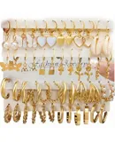 24 Pairs Gold Hoop Earrings Set for Women, Hypoallergenic Earring Packs