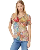 Johnny Was Women's The Janie Favorite Short Sleeve V-Neck Tee-Mosaic, Multicolor