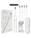 Sonic Electric Toothbrush, 6 Modes Rechargeable Electric Toothbrush Built-in 2 Minute Timer, 4 Brush Heads, with stand and travel case,(White)