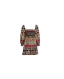 alice + olivia Julissa Multi Color Puff Sleeve Square Neck Smock Mini Dress