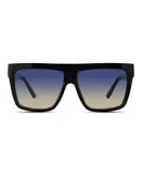 Velvet Eyewear Womens Shield Sunglass Style Melania in Black with a Blue Lens - 100% UV Protection - Designed for Women - Designed in the USA