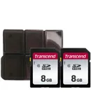 2x Transcend TS8GSDC300S 8GB SDHC Memory Card with Memory Card Holder