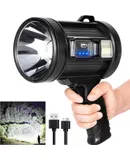 MIXILIN Rechargeable Spotlight, Handheld Flashlights， Black-A（No stand）
