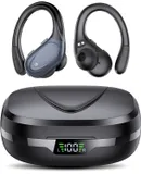 Ear buds Wireless Earbuds Bluetooth 5.3 Headphones 60hrs Playtime with Digital Display Sports Wireless Headphones with Earhook Deep Bass IPX7 Waterproof Over-Ear Earbuds for Android iOS Workout Black