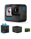 GoPro HERO10 Black Bundle with Dual Battery Charger, Extra Battery, 64GB SD Card - Waterproof Action Camera with LCD Screens, 5.3K60 Ultra HD Video (Renewed)