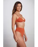 Olivia High Waist High Cut Bikini Bottom - Pumpkin