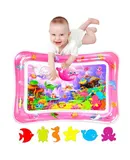 Wooden Baby Play Gym with Mat, Foldable Baby Play Gym Frame Activity Gym Hanging Bar with 6 Gym Baby Toys Rainbow Playmats for Newborn Baby (Natural)