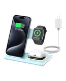 3 in 1 Foldable Charging Station for Apple Products,Fast Wireless Charger Travel Dock Adapter&Light for iPhone 15/14/13/12/11/X/XS/XR 8,iWatch Ultra 2/9/Ultra/8/7/6/SE/5/4/3,Air pods 3/2/Pro/2