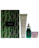 Resilient Hidrated Skin Trio by Fresh for Women - 3 Pc 5oz Soy Face Cleanser, 1oz Elixir Skin Resilience Activating Serum - Tea, 0.5oz Deep Hidration Face Cream - Rose