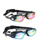 2 Pack Swim Goggles, Swimming Goggles Anti UV with Nose Clip Earplugs