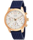 Reloj Guess Mujer | Coleccion Marina | Modelo W1025L4 | Caja Redonda | Ø 38mm Acero inoxidable | Cierre Hebilla | Movimiento Cuarzo | Dial Blanco | Cristal Mineral | Correa Silicona Azul | 50m / 5 ATM | Línea Deportiva