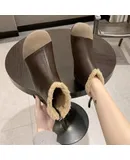 YANGYANG Martin boots women's new versatile flat-soled plus velvet cotton shoes winter soft-soled short boots warm and thickened