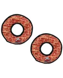World's Tuffest Soft Dog Toy -MEGA Ring-Squeakers -Multiple Layers. Made Durable, Strong & Tough. Interactive Play (Tug, Toss & Fetch). Machine Washable & Floats (Regular 2 Pack, Brick)