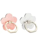 Cell Phone Ring Holder Flower, 2PCS Metal Cell Phone Ring Socket Grip - light silver +light pink
