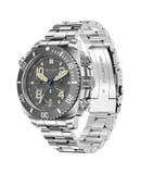 LIGE Deep Diving Watch Lasting Luminous Non-Mechanical Watch Seiko Movement Multifunction Stainless Steel Watch-silver  gray