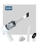 Folding car vacuum cleaner portable wireless handheld mini household large suction dust vacuum cleaner Suitable for office, home, car and other scenes-S680 white [cowhide box packaging]