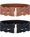 Elastic Wide Belts Vintage Stretchy Belt Retro Fashion Cinch Belt for Women