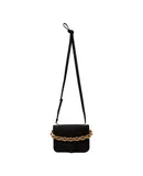 Bottega Veneta Calfskin Mount Envelope Crossbody Bag Black and Gold