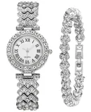 BESTKANG Women Diamond Watchs Luxury Fashion Ladies Bangle Bracelet Set Wrist Watch Female Dress Watch (Silver)