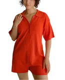 Jacquie The Label Relaxed Fit Playsuit Romper In Red