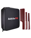 BaByliss Pro Universal Travel Case BBPROCASE Fits Clipper Shaver Trimmer and Accessories + Babyliss Pro Barberology Comb Set (Clipper, Cutting, Taper Combs) - Red