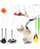 SmartKat (2 Count) Feather Whirl Electronic Motion Wand Cat Toys, Includes (2) Extra Wands, Battery Powered Green, 2 Count