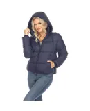 Women's Full Front Zip Hooded Bomber Puffer Jacket