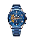 Men's Wristwatch Quartz Watch Casual Business Steel Band Watch，Blue