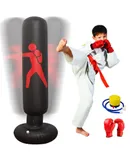 MEYDLL Kids Inflatable Batting Bag - 160cm - Walking - with Air Pump and Boxing Gloves - Karate Taekwondo,black