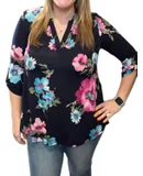 Honeyme Floral Gabby Tunic Top In Midnight
