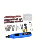 HARDELL Mini Cordless Rotary Tool Kit,5-Speed and USB Charging with 63 Accessories,Blue