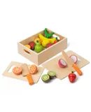 Play Food Sets for Kids Kitchen Wooden Toys Pretend Play Cutting Food Toys for Toddlers Kids Kitchen Accessories Montessori Toys