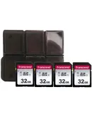 4x Transcend 32GB SDXC/SDHC 300S Memory Card TS32GSDC300S with Memory Card Holder