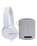 Sony XB100 Portable Waterproof Bluetooth Speaker (Gray) + Sony MDR-ZX110 On-Ear Wired  Headphones (White)