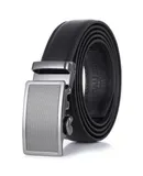 Gallery Seven Men's Beveled Plaque Leather Ratchet  Belt-Obsidian-Adjustable from 28
