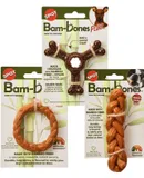 by Ethical Products Bambone Braided Stick, Ring and Triple Chew Dog Bone Bundle Hickory & Bison Flavored Anti Anxiety Bone for Aggressive Chewers & Dental Health for Dogs Small (3 Pack)