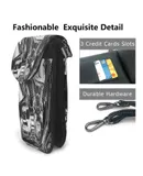 Harley Chrome Pu Leather Crossbody Phone Bag Card Slots Flip Phone Purse With Adjustable Strap 7.6x4.9inch