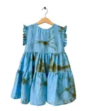 Pink Chicken Girls Silk Polly Dress In Milky Blue Tie Dye